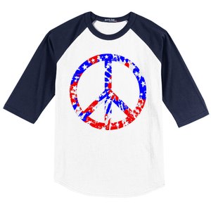 Red White Blue Dyed Peach Sign Stars Baseball Sleeve Shirt