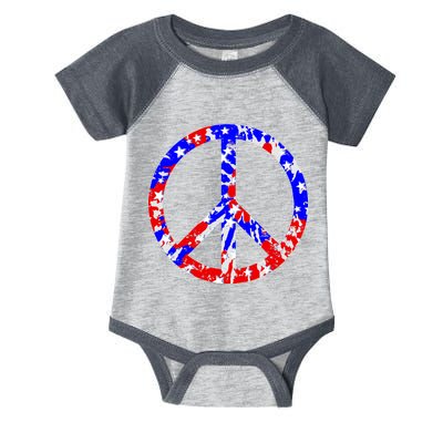 Red White Blue Dyed Peach Sign Stars Infant Baby Jersey Bodysuit