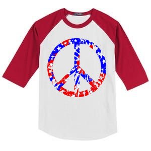 Red White Blue Dyed Peach Sign Stars Kids Colorblock Raglan Jersey