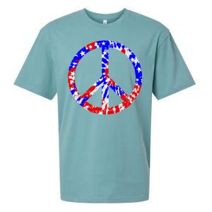 Red White Blue Dyed Peach Sign Stars Sueded Cloud Jersey T-Shirt