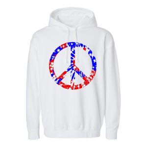 Red White Blue Dyed Peach Sign Stars Garment-Dyed Fleece Hoodie