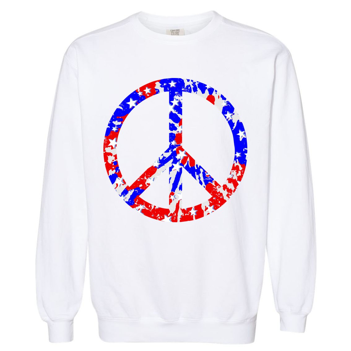 Red White Blue Dyed Peach Sign Stars Garment-Dyed Sweatshirt