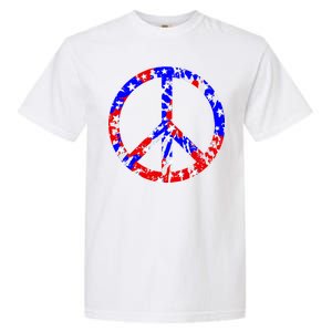 Red White Blue Dyed Peach Sign Stars Garment-Dyed Heavyweight T-Shirt