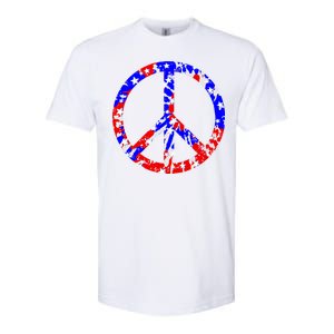 Red White Blue Dyed Peach Sign Stars Softstyle CVC T-Shirt