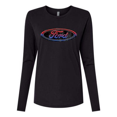 Red White Blue Ford Logo Womens Cotton Relaxed Long Sleeve T-Shirt