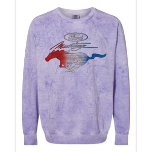 Red White Blue Mustang Logo Colorblast Crewneck Sweatshirt