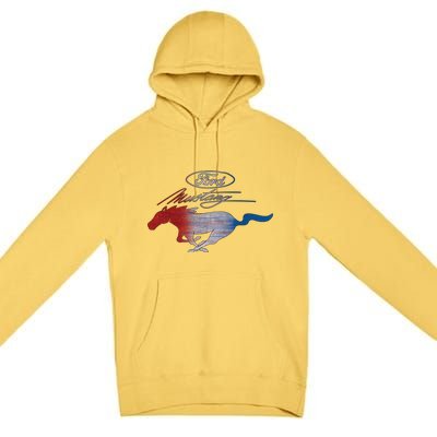 Red White Blue Mustang Logo Premium Pullover Hoodie