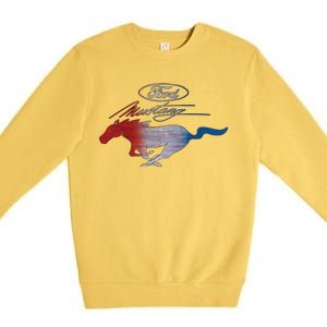 Red White Blue Mustang Logo Premium Crewneck Sweatshirt