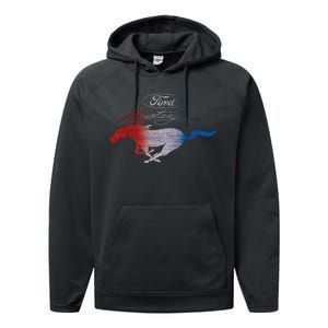 Red White Blue Mustang Logo Performance Fleece Hoodie