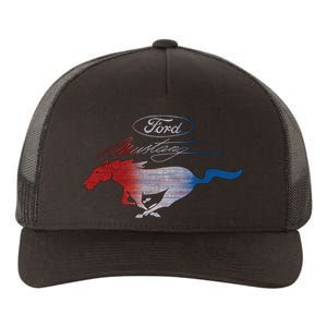 Red White Blue Mustang Logo Yupoong Adult 5-Panel Trucker Hat