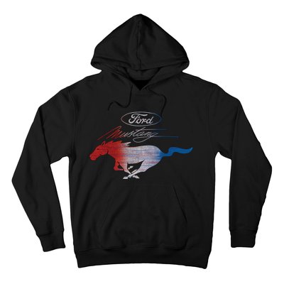 Red White Blue Mustang Logo Hoodie