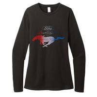 Red White Blue Mustang Logo Womens CVC Long Sleeve Shirt