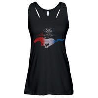 Red White Blue Mustang Logo Ladies Essential Flowy Tank