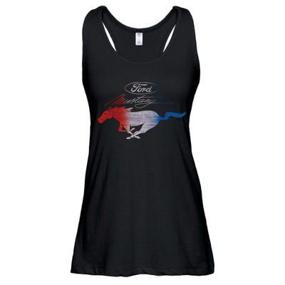 Red White Blue Mustang Logo Ladies Essential Flowy Tank