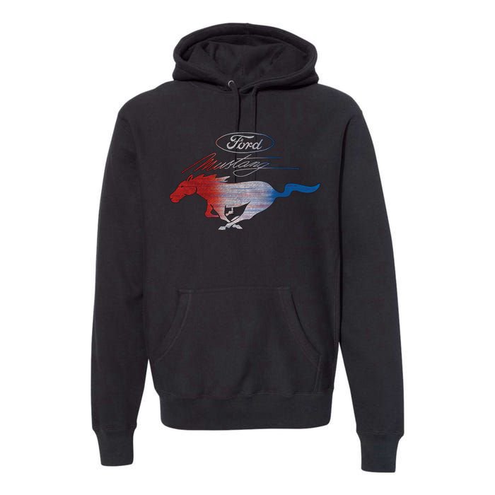 Red White Blue Mustang Logo Premium Hoodie