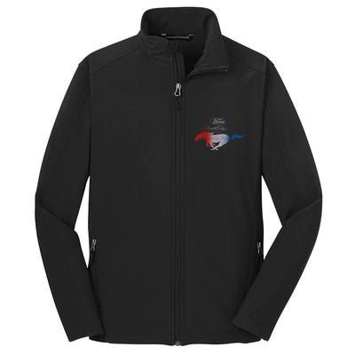 Red White Blue Mustang Logo Core Soft Shell Jacket