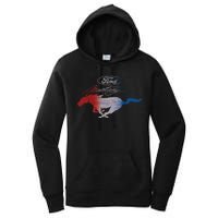 Red White Blue Mustang Logo Women's Pullover Hoodie