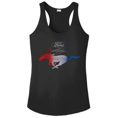 Red White Blue Mustang Logo Ladies PosiCharge Competitor Racerback Tank