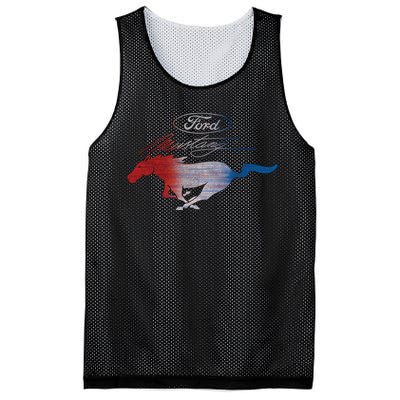 Red White Blue Mustang Logo Mesh Reversible Basketball Jersey Tank