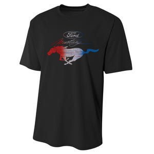 Red White Blue Mustang Logo Performance Sprint T-Shirt