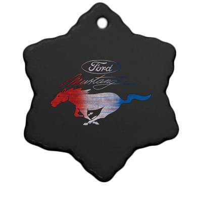 Red White Blue Mustang Logo Ceramic Star Ornament