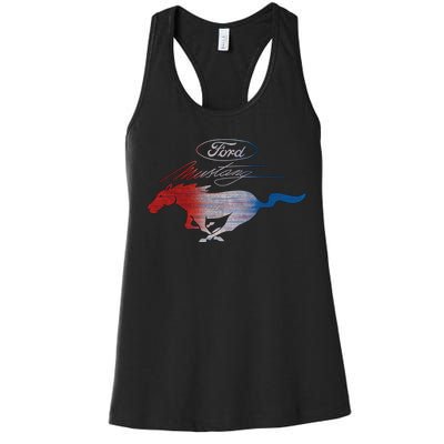 Red White Blue Mustang Logo Women's Racerback Tank