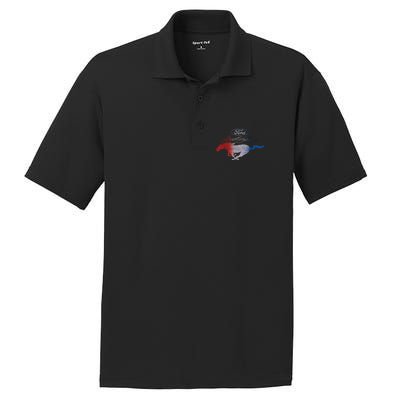 Red White Blue Mustang Logo PosiCharge RacerMesh Polo