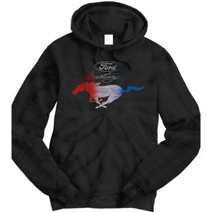 Red White Blue Mustang Logo Tie Dye Hoodie