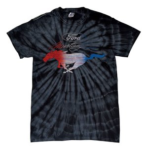 Red White Blue Mustang Logo Tie-Dye T-Shirt