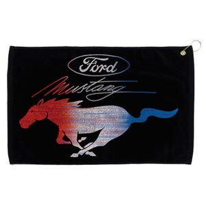 Red White Blue Mustang Logo Grommeted Golf Towel