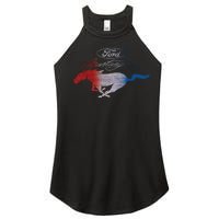 Red White Blue Mustang Logo Women's Perfect Tri Rocker Tank