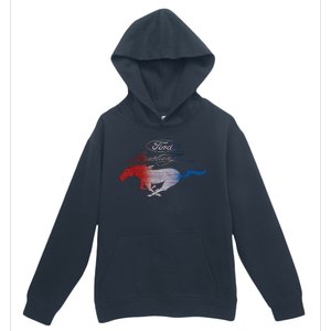 Red White Blue Mustang Logo Urban Pullover Hoodie