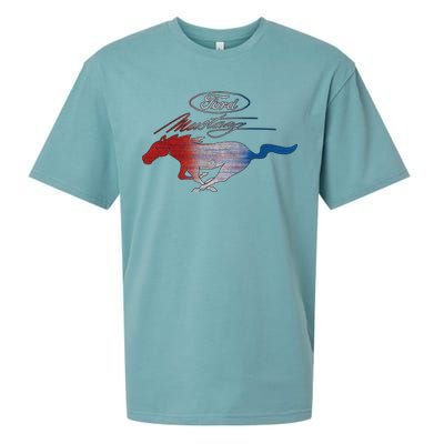 Red White Blue Mustang Logo Sueded Cloud Jersey T-Shirt