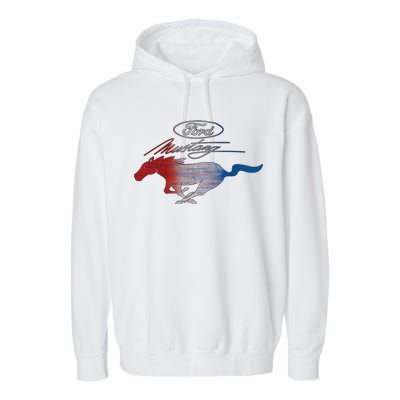 Red White Blue Mustang Logo Garment-Dyed Fleece Hoodie