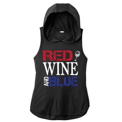 Red Wine and Blue USA Flag Ladies PosiCharge Tri-Blend Wicking Draft Hoodie Tank