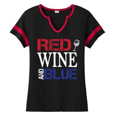 Red Wine and Blue USA Flag Ladies Halftime Notch Neck Tee