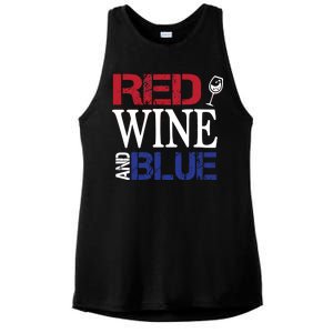 Red Wine and Blue USA Flag Ladies PosiCharge Tri-Blend Wicking Tank