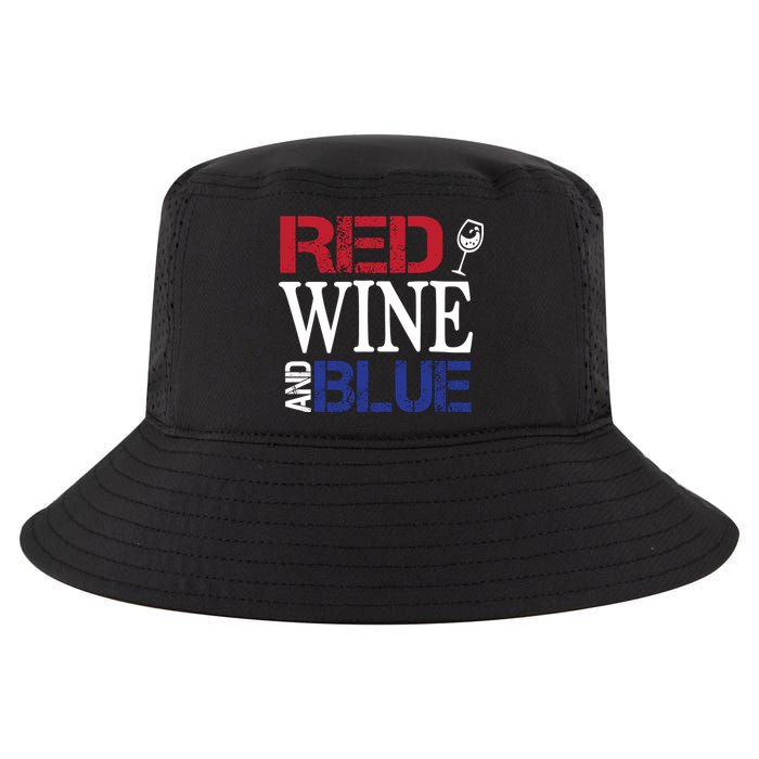Red Wine and Blue USA Flag Cool Comfort Performance Bucket Hat