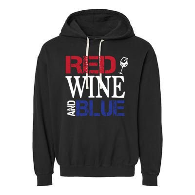 Red Wine and Blue USA Flag Garment-Dyed Fleece Hoodie
