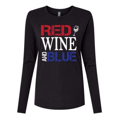 Red Wine and Blue USA Flag Womens Cotton Relaxed Long Sleeve T-Shirt