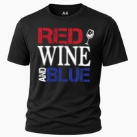 Red Wine and Blue USA Flag Cooling Performance Crew T-Shirt