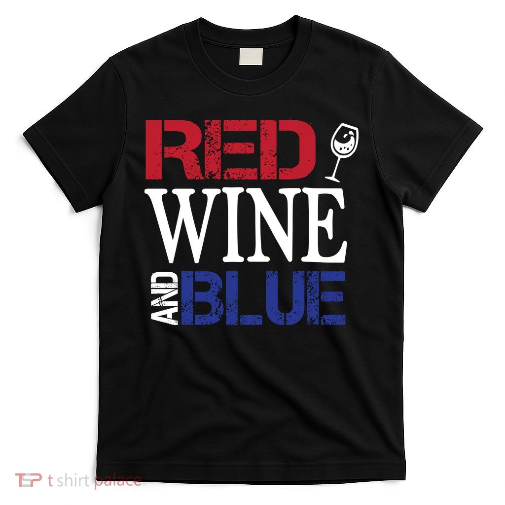 Red Wine and Blue USA Flag T-Shirt
