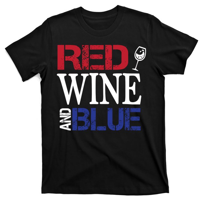 Red Wine and Blue USA Flag T-Shirt