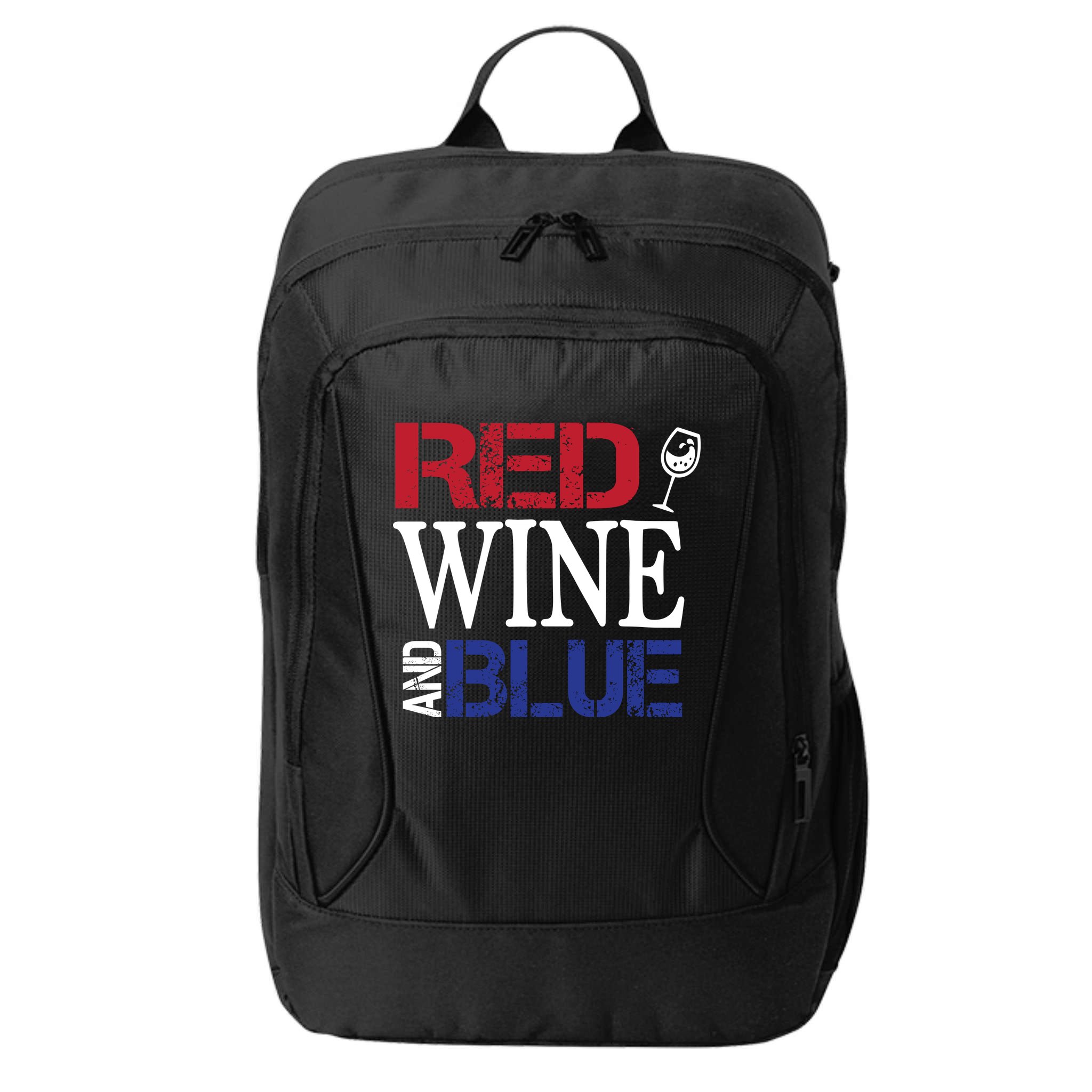 Red Wine and Blue USA Flag City Backpack
