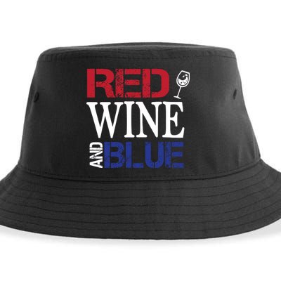 Red Wine and Blue USA Flag Sustainable Bucket Hat