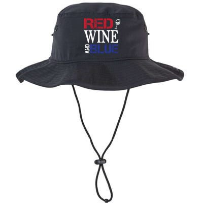 Red Wine and Blue USA Flag Bucket Hat