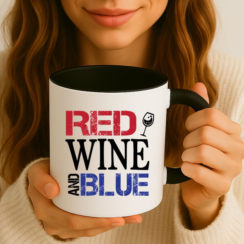 Red Wine and Blue USA Flag Mug