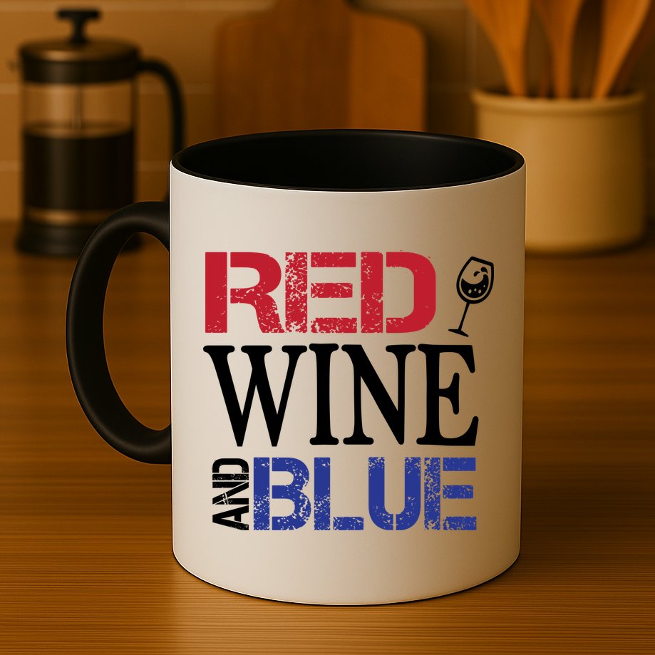 Red Wine and Blue USA Flag Mug