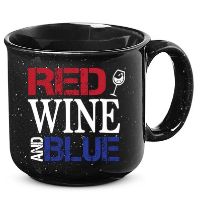 Red Wine and Blue USA Flag 15oz Campfire Ceramic Mug