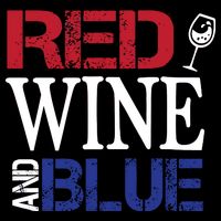 Red Wine and Blue USA Flag Drawstring Bag